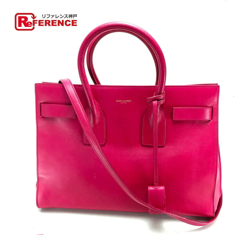 Saint Laurent PARIS Sac de Jour Bag Handbag Shoulder Tote Leather Pink Fuschia